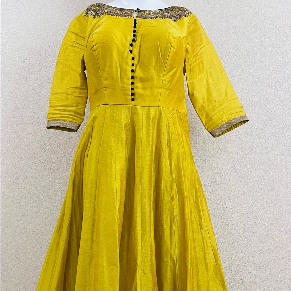 Anarkali gown or dress yellow